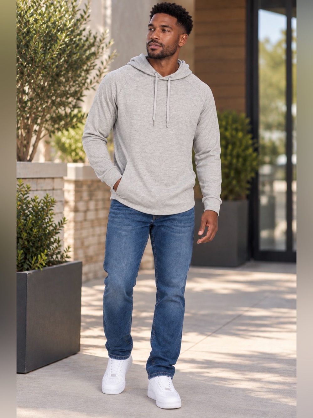 Classic Lightweight Gray Pullover Hoodie for Men
